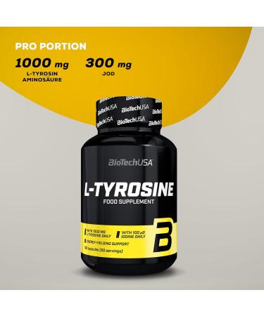 Buy Biotechusa L-Tyrosine Capsules | Iodine-Enriched for Thyroxine Production & Enhanced Focus | 100 Capsules - International Shipping Available - Buy Online on GoSupps.com