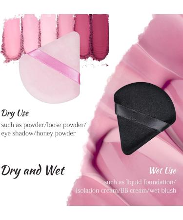 2 Pcs Triangle Velvet Makeup Powder Puffs Set - Pink & Black | Soft Velour Beauty Triangle Face Puffs for Setting Loose Powder, Under Eye Makeup Applicator - Buy Online on GoSupps.com