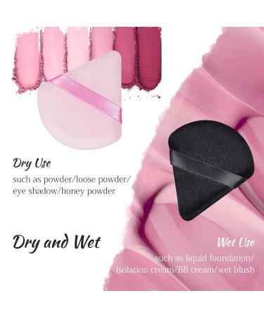 2 Pieces Triangle Makeup Powder Puffs - Soft Velours Reusable Sponges for Loose Powder & Foundation Cosmetics (Pink & Black) - International Shipping Available - Buy Online on GoSupps.com