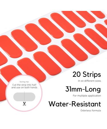 Nailog Nail Wraps - 20Pcs Semi Cured Nail Polish Stickers | Long-lasting Watermelon Red Nail Art Strips Kit for Women - Buy Online on GoSupps.com