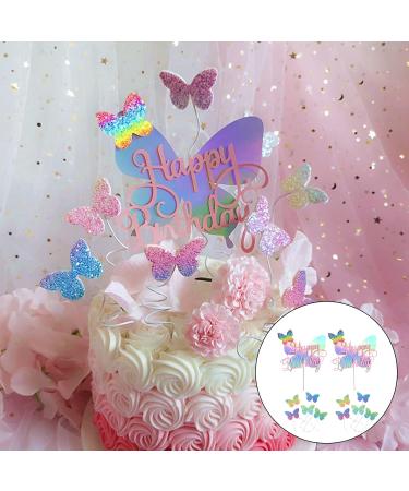 12 Pcs Butterfly Cake Toppers 3D Butterfly Cupcake Topper Sequins Glitter Happy Birthday Cake Decoration for Baby Shower Birthday Party Supplies(Random Colors) - Buy Online on GoSupps.com
