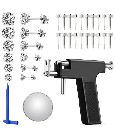 Ear Piercing Tool Set, Ear Piercing Gun Kit,Ear Nose Navel Piercing Machine, Professional Body Hole Piercing Tool For Salon Home Use (Black)