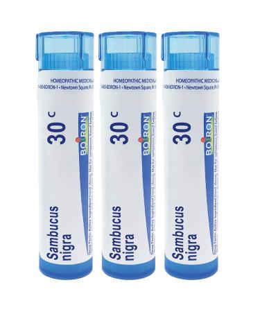 Boiron Sambucus Nigra 30c Homeopathic Elderberry Medicine for Hoarseness with Painful Cough and Nasal Congestion - Pack of 3 (240 Pellets)