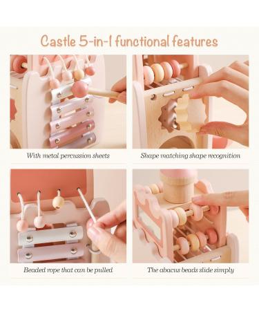 Motor Cubes Wooden Toy - 5-in-1 Lock Activity Center for Babies | Montessori Motor Skills Toy | Perfect Birthday Gift for Girls in Pink - Buy Online on GoSupps.com