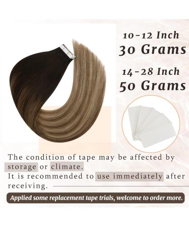 Ugeat Real Hair Extensions Tape - Brown to Medium Brown Ombre Tape-In Extensions | 20 Pieces 45cm 50g #2/6/12 & #2/6/10 - Buy Online on GoSupps.com