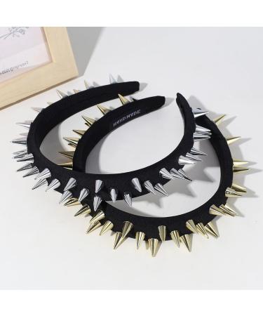 Miaija Studded Headband Punk Style Rivet Headband Spike Headband Hair Hoop Wicked Queen Headpiece for Women (Gold) - Buy Online on GoSupps.com