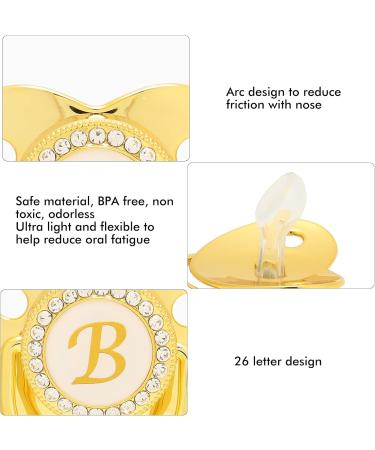 Curved Golden Baby Pacifier with Clip | Safe Materials & Healthy Bling | Ideal for 6-18 Months (Letter B) - Buy Online on GoSupps.com