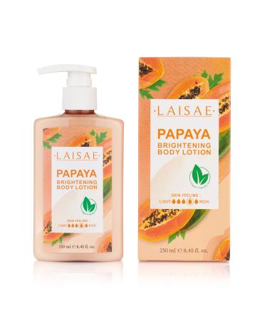 Papaya Skin Brightening Body Lotion  Exfoliating & Daily Moisturizing with Cocoa Butter  AHA  Vitamin E for Revealing Smoother  Uneven Skin Tone  Vegan  Not Tested on Animals  (8.45 Fl Oz)