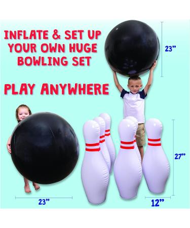 Island Genius Giant Inflatable Bowling Game Set for Kids - Indoor/Outdoor Jumbo Ball and Pins, Perfect for Birthday Parties and Lawn Games - Buy Online on GoSupps.com