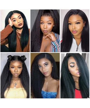28 inch Kinky Straight Lace Front Wig | 13x4 Yaki Straight | 180% Density | Brazilian Virgin Human Hair | Pre Plucked with Baby Hair | Natural Black - Buy Online on GoSupps.com
