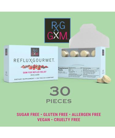Reflux Gourmet Berry Soothe Gum | Natural Alginate Therapy for Acid Reflux Relief | Sugar-Free Gluten-Free Vegan Support - Buy Online on GoSupps.com