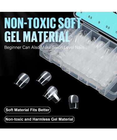 TOMICCA Extra Short Coffin Nail Tips - 360Pcs | Half Matte Soft Gel False Nails | 15 Sizes Natural Acrylic Pre-shaped | Full Cover Extension Nails - Buy Online on GoSupps.com