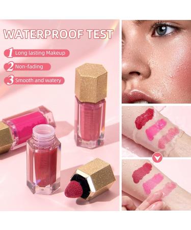 Rosarden Shimmer Pink Liquid Blush Stick with Built-in Puff - Long-lasting Cream Blush for Cheeks - Buy Online on GoSupps.com