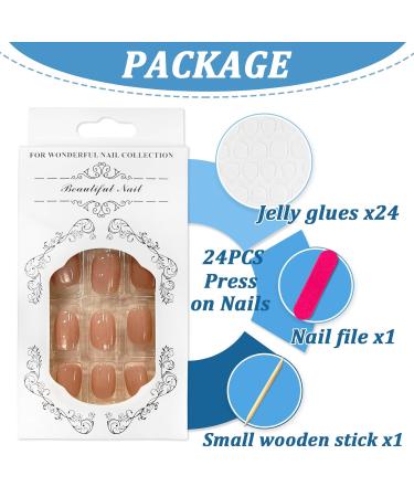 24-Piece Jelly Pink Press-On Nails - Short Angular French Artificial Nails for DIY Manicure | Full Cover Acrylic Fake Nails for Women & Girls - Buy Online on GoSupps.com