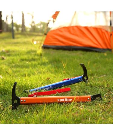 SPOFINE 6pcs Heavy Duty Tent Stakes with Hammer, Reflective Ropes, & Storage Bag - Camping Accessories Kit for Hiking, Backpacking - Orange+Black - Buy Online on GoSupps.com