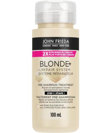John Frieda Blonde+ Repair System Bond Building Collection to Repair and Strengthen Blonde Hair Damaged from Lighting | Contains Pre-Shampoo Treatment Shampoo and Conditioner (3 Products) Bundle - Buy Online on GoSupps.com