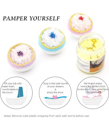 6PCS Organic Bath Bombs Bulk with 1 Bath Salt - Shower Essentials for Stress Relief - Self Care Gift for Women Men Kids - Buy Online on GoSupps.com
