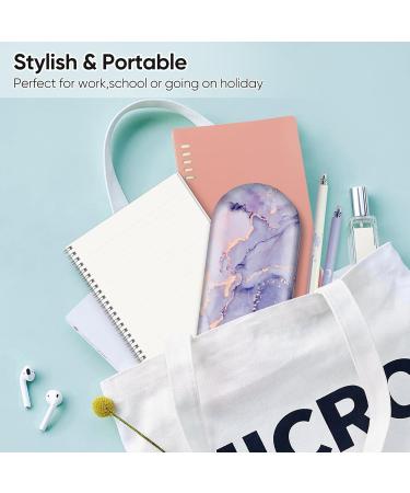 Fintie Hardcase Glasses Case & Contact Lens Container - Double-Sided Travel Set with Mirror - Purple Marble Design - Buy Online on GoSupps.com