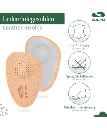Sulpo Orthopedic Shoe Inserts | Leather Insoles with Spread Base & Forefoot Cushion - Sizes 35/36 - Buy Online on GoSupps.com