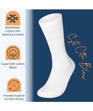 Special Essentials 3 Pairs Cotton Diabetic Crew Socks - Non-Binding Wide Top for Men & Women - Large White - Buy Online on GoSupps.com