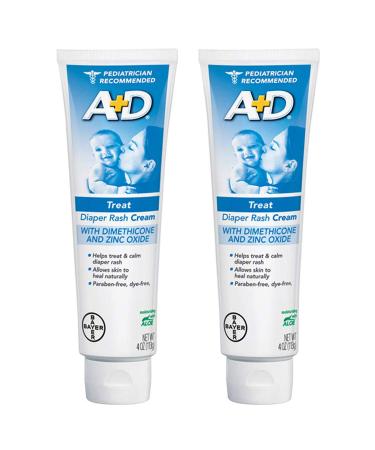 Zinc Oxide Diaper Rash Treatment Cream Dimenthicone 1% Zinc Oxide 10% Easy Spreading Baby Skin Care 4 Ounce Tube (2 Pack)