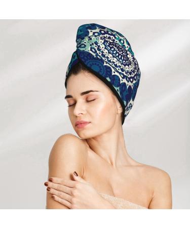 Bohemian Mandala Microfiber Hair Towel - Super Absorbent Coral Velvet Wrap for Long Curly & Thick Hair - Buy Online on GoSupps.com