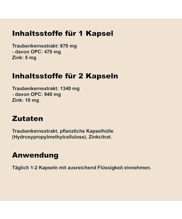 High Dose OPC Grape Seed Extract + Zinc - 365 Capsules | 12-Month Supply for Optimal Health - Buy Online on GoSupps.com