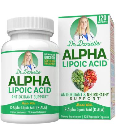 Alpha-Lipoic Acid by Dr. Danielle, Neuropathy Support, Non-GMO, Gluten-Free, Vegan, Soy-Free, Promotes Healthy Blood Sugar, Alpha R Lipoic Acid R-ALA, R-ALA, 120 Veggie Caps