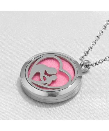 Mother and Child Love Necklace - Essential Oil Diffuser Aromatherapy Jewelry with 12 Refill Pads | International Shipping Available - Buy Online on GoSupps.com