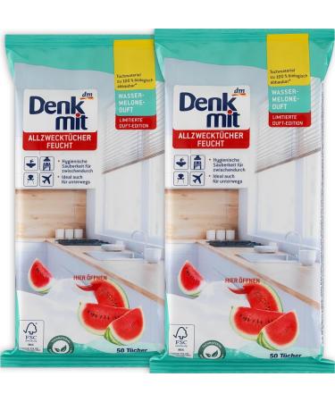 Watermelon all-purpose Wipes 2 packs x 50 pieces - Hygienic Cleanliness for at home and on the go/Germany
