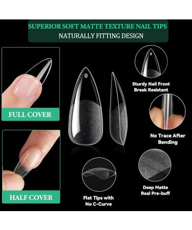 504 Pieces Soft Gel Almond Nail Tips - Full Cover Fake Nails Set with Glue for Nail Studios & DIY Art | 10 Sizes Available - Buy Online on GoSupps.com