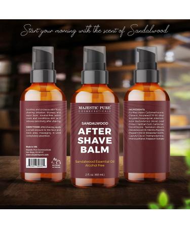 Majestic Pure Sandalwood Oil After Shave Balm for Men - Luxury Moisturizing Lotion for Silky Smooth Skin - 2 fl oz - Buy Online on GoSupps.com