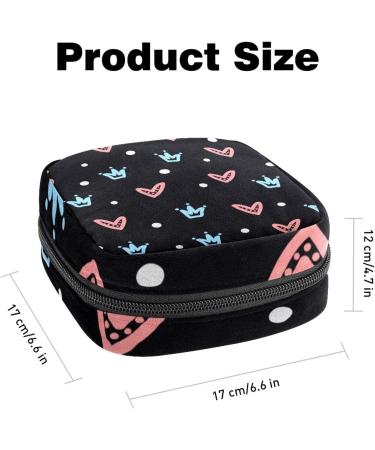 Cute Crown Loving Heart Black Sanitary Napkin Storage Bag - Portable Period & Menstrual Cup Pouch for Women & Teen Girls (1PC) - Buy Online on GoSupps.com
