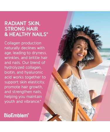 BioEmblem Beauty Collagen - 11G Hydrolyzed Multi-Collagen Peptides & Women's Multivitamin - Buy Online on GoSupps.com