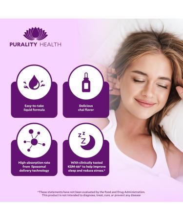 PURALITY HEALTH Ashwagandha Liposomal Liquid Formula for Enhanced Memory and Brain Performance KSM-66 Ashwagandha Extract 2 fl oz Chai Flavor - Buy Online on GoSupps.com
