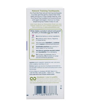 Tom's of Maine Fluoride-Free Toddler Training Toothpaste - Mild Fruit Flavor - 1.75 oz - Buy Online on GoSupps.com