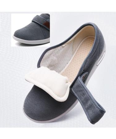 Adjustable Closure Elderly Shoes for Men | Diabetic & Orthopaedic | Anti-Slip Sole | Edema Slippers (Size 7, Gray) - Buy Online on GoSupps.com