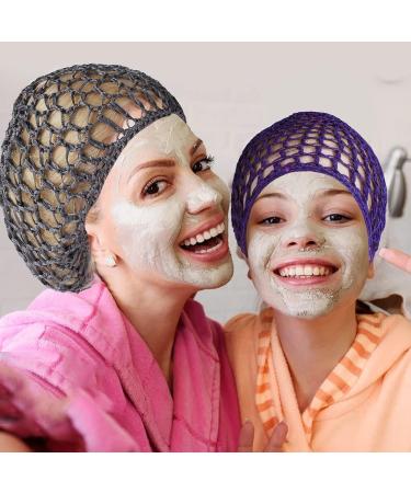CACASO 5Pcs Mesh Hair Net Crocheted Snood Cap for Women - Soft Rayon Knit Sleep Hat Hairnet in Pink Black Blue Purple Green - Buy Online on GoSupps.com