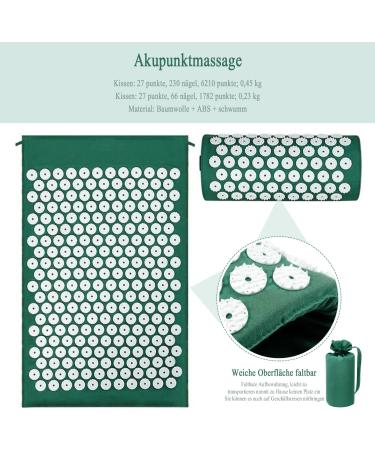 Acupress Tower Matte & Pillow Set - Acupuncture Yoga Mat for Muscle Relaxation & Recovery | Dark Green Carrying Bag - Buy Online on GoSupps.com