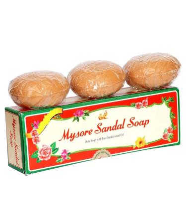 Mysore Sandal Soap Set of 3 Bars (450g) | Pure Sandalwood Oil | International Shipping - Buy Online on GoSupps.com