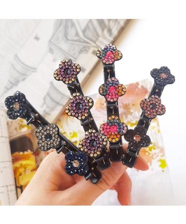 Sparkling Crystal Stone Satin Hair Bands and Braided Clips Set for Women and Girls - 8PCS - Buy Online on GoSupps.com