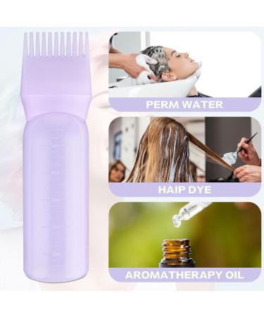 WLLHYF 2 Pack Root Comb Applicator Bottle 6 Ounce Hair Dye Bottle Brush Hair Oil Squeeze Bottles Plastic Hair Root Comb Color Applicator with Graduated Scale (Purple) - Buy Online on GoSupps.com