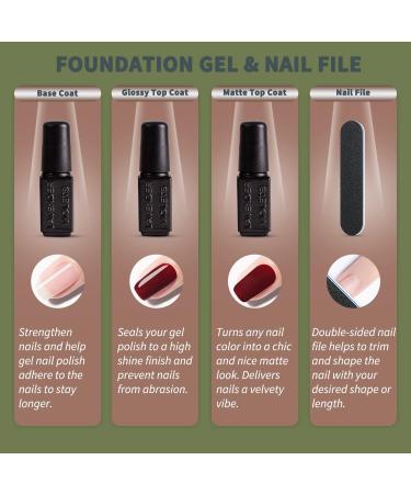 Lavender Violets 13 Pcs Gel Nail Polish Set 9 Misty Forest Autumn Winter Colours Nail Art UV LED Soak Off Christmas Green Manicure With Base Coat Matte n No Wipe Top Coat Nail File C680 Misty Forest-680 - Buy Online on GoSupps.com