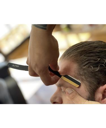 Professional Matt Black Razor with 24K Gold Accents & Bio-Wood Handle - Mustache & Beard Grooming Set - Includes 1 Black Razor + 1 Wooden Handle Razor - International Shipping Available - Buy Online on GoSupps.com