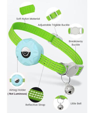 Reflective Airtag Cat Neck Band - Light Tracker Collars for Kittens & Young Cats with Bell | Green Design - Buy Online on GoSupps.com