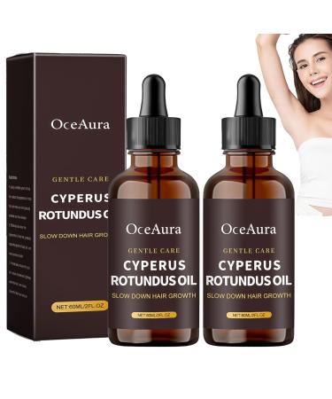 2pcs Cyperus Rotundus Oil, Natural Cyperus Oil, Cyperus Rotundus Oil with Dropper, Moisturizing and Hydrating, Used to Inhibit Hair Growth (60ml)