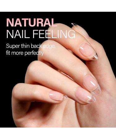 AILLSA Short Almond Nail Tips - Half Matte Full Cover Clear Gelly Tips for DIY Nail Extension - 360 PCS - Buy Online on GoSupps.com
