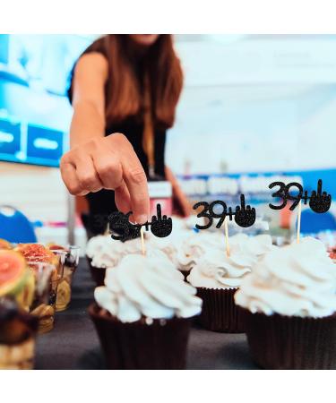 Gersoniel 24 Pieces 39 + 1 Cupcake Toppers Funny 40th Birthday Cupcake Picks Glitter Black Middle Finger Cake Toppers 40th Cupcake Decoration for Happy 40th Birthday Party Anniversary Decorations - Buy Online on GoSupps.com