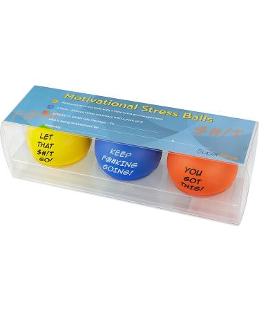 Motivational Stress Balls for Adults - Anxiety & Stress Relief Hand Therapy Exerciser - 3 Pack (Blue, Yellow, Orange) - Buy Online on GoSupps.com