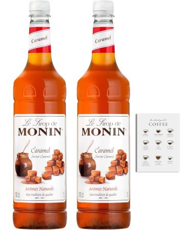Monin Caramel Syrup Multipack x2 1L for Coffee. 100% Natural Flavours and Colourings Vegan-Friendly Allergen-Free with Gift Harbour Coffee Recipe Card - Buy Online on GoSupps.com